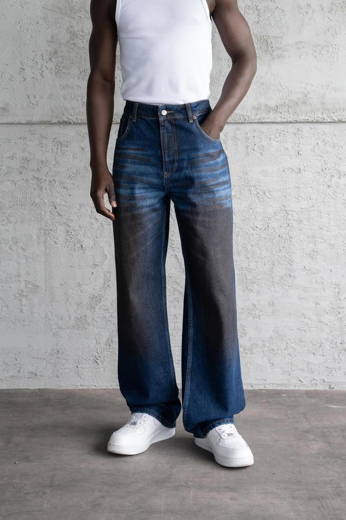 Oversize Baggy Jeansy Męskie Spodnie - Niebieski