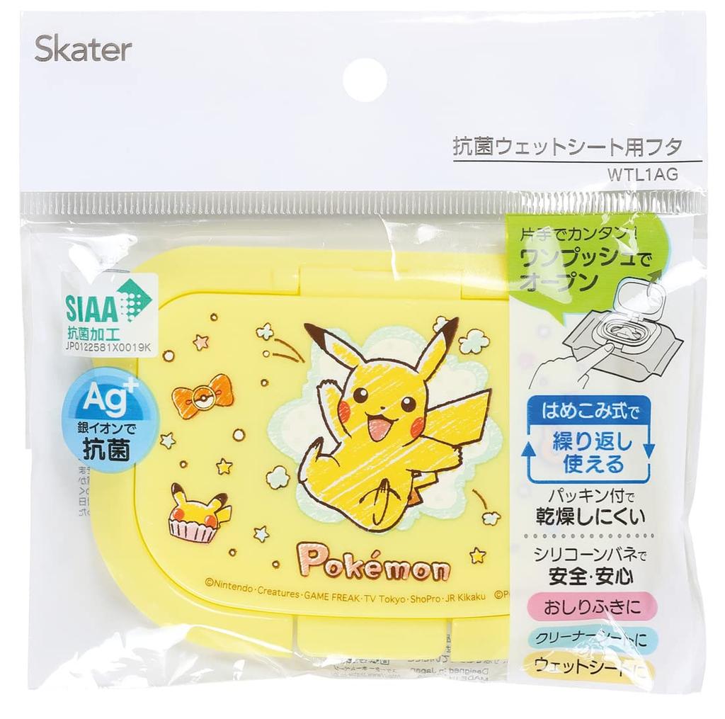 Skater Wet Wipe Baby Wipe Hand Wipe Lid Pikachu Design Lid, Lid, Cover, Pokémon (WTL1AG-A)