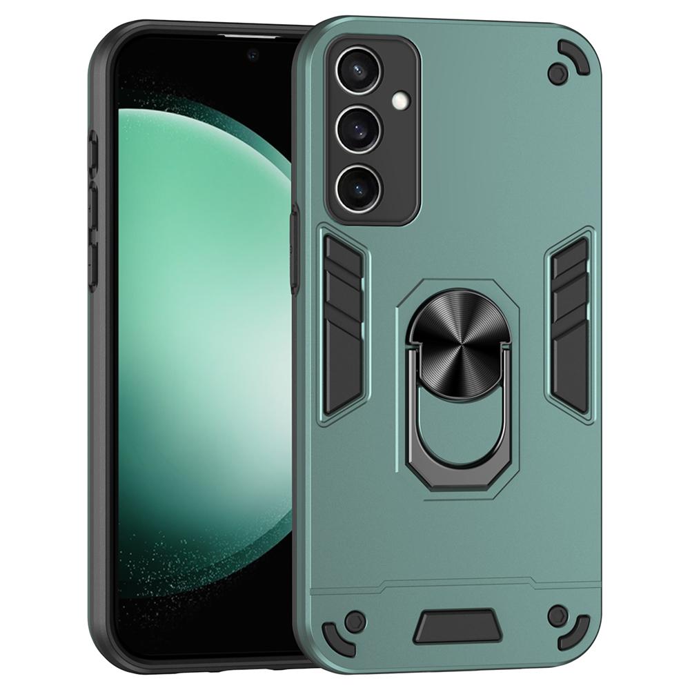

For Samsung Galaxy S24 FE Case PC+TPU Drop Defend Phone Cover with Ring Kickstand C