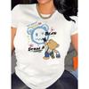 Women Plus Size Teddy Bear & Draw It Graphic T-Shirt White Crew Neck Short Sleeve Relaxed Fit Spring Summer Casual Lounge Top