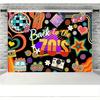 70er Jahre Disco Party Hintergrund | Polyester Banner für Geburtstage, Mottopartys | Retro 1970er Jahre Dekoration mit Discokugel, Neon Tanznacht