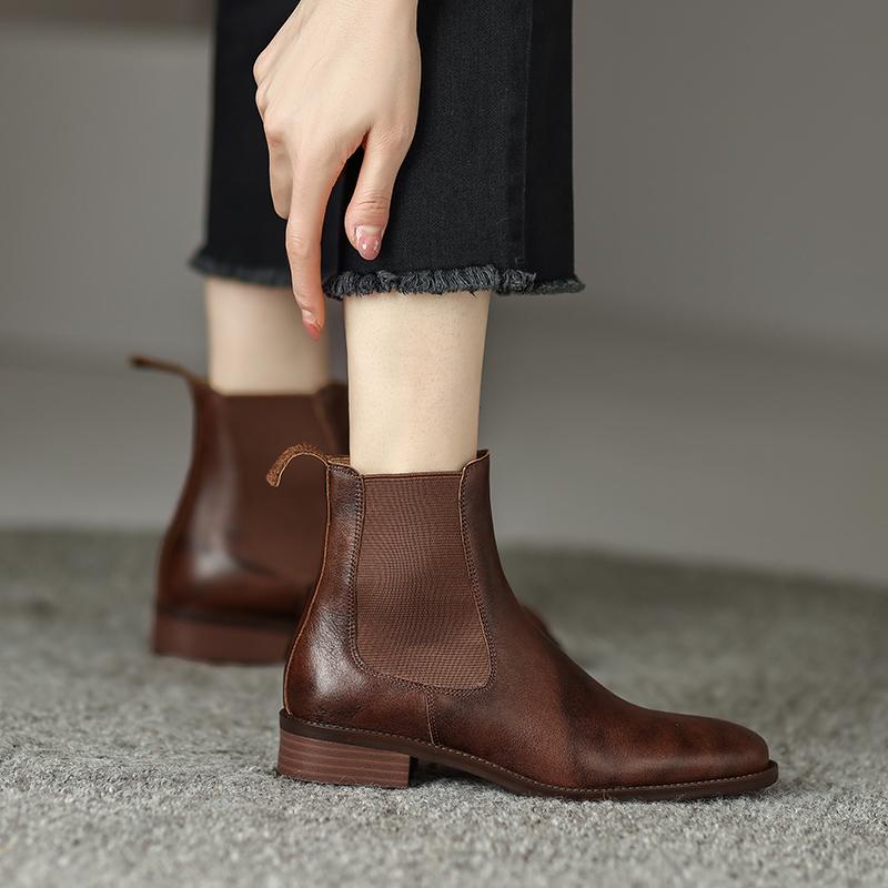 Fashion AIYUQI 2025 new women's Chelsea boots Anti-slip retro lace-up work boots for women Large size low-heeled female winter shoes
