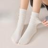 Women's Mid-calf Socks, Sweat-absorbing and Breathable, Solid-colored Cotton Socks for Autumn and Winter, Black and White Pile Socks, Long Socks