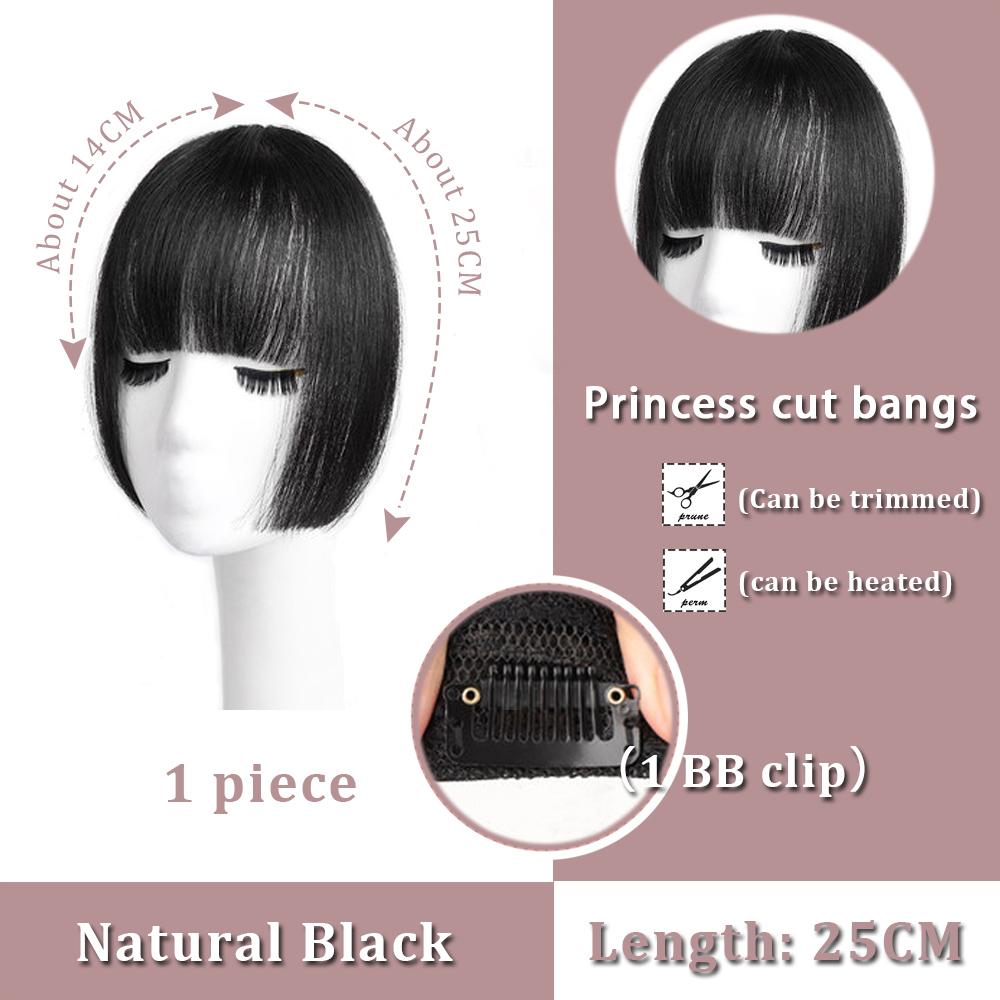 Black Brown Bangs Wig Hair Extension Synthetic Wig Women Clip Style Bangs