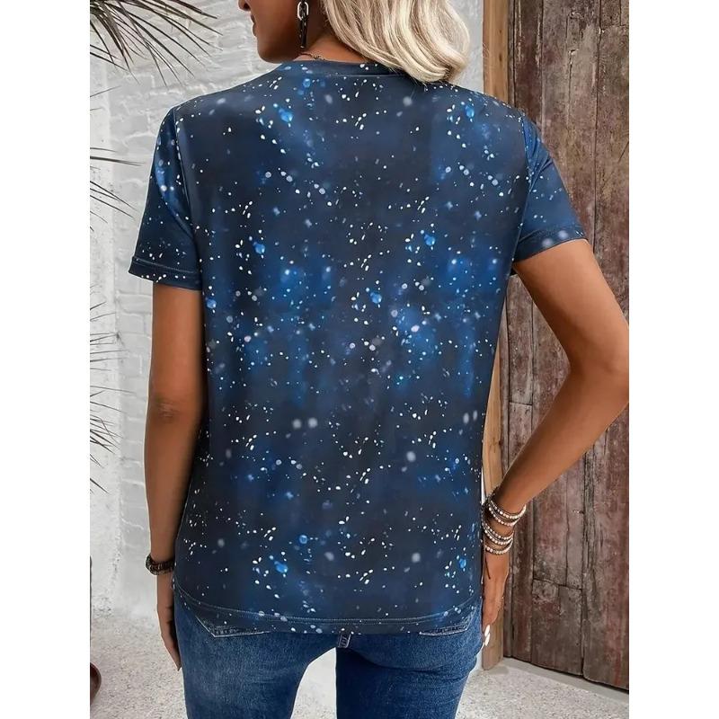 3D Printed Women's Round Neck Tiger Pattern T-shirt Multifunctional Summer Fresh Women's Version T-shirt Breathable Machine Wash Outdoor Top