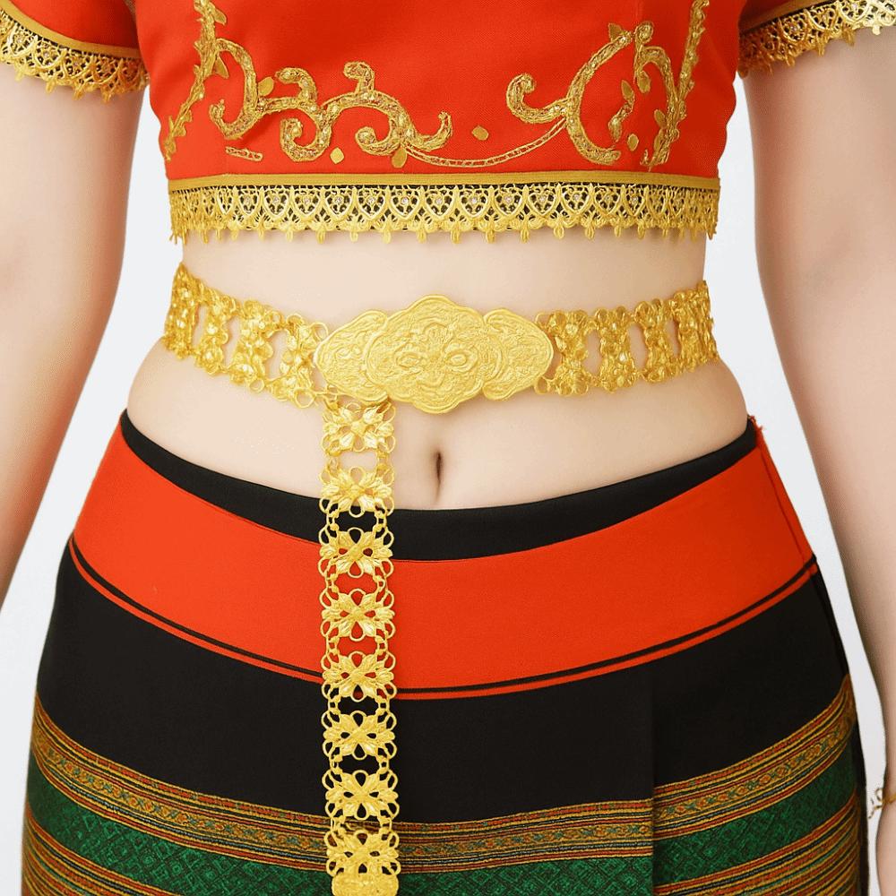 Metal Ethnic Style Belt Silver Dance Dress Belt Chains Flower Metal Waist Chain  Festival Accessory