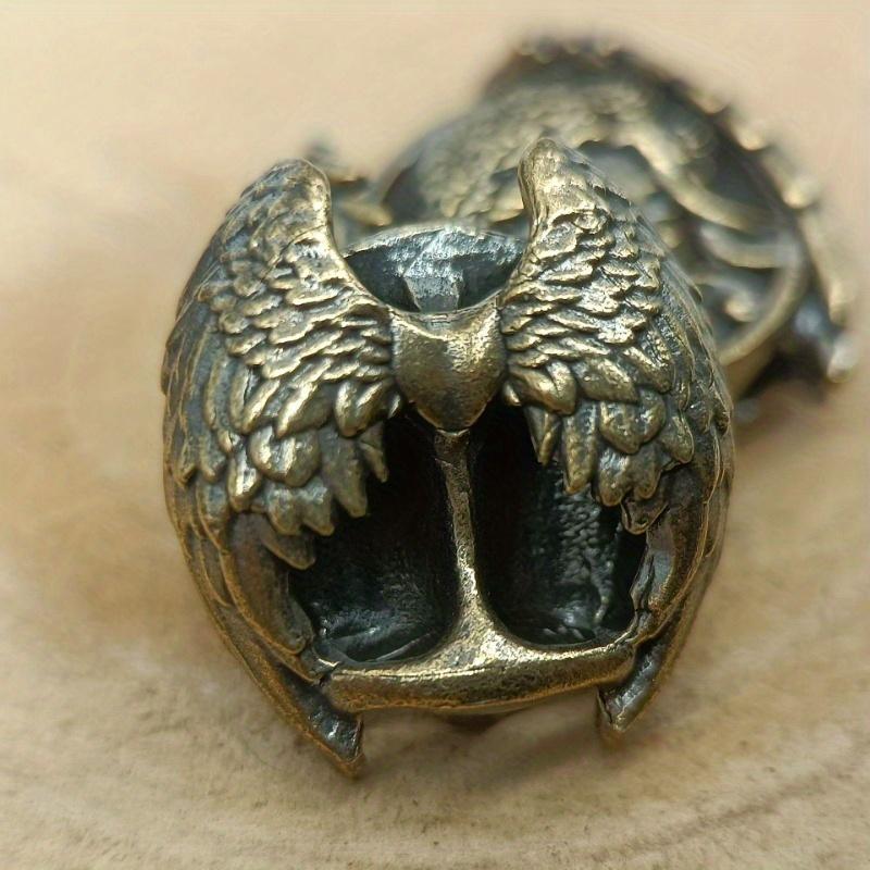 1pcs Vintage Brass 4mm Hole Wings Guardian Beauty Keychain Pendant Backpack Pendant Vintage Brass Crafts Classic Brass Vintage Brass Crafts Miniature