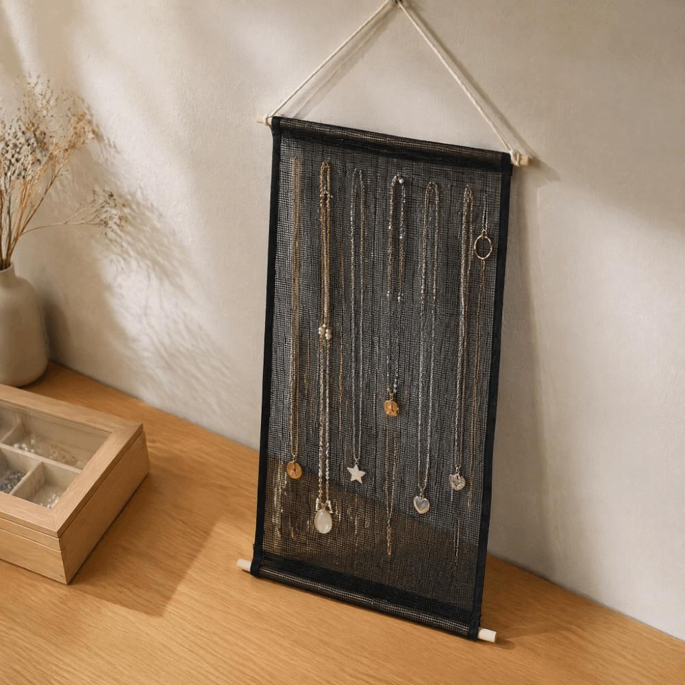 Wall Mounted Jewelry Display Rack Mesh Cloth Earring Organizer Holder Wall Display