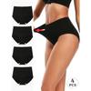 4-1 pcsPlus Size High Waist Cotton Briefs, Tummy Control Women Triangle Underwear