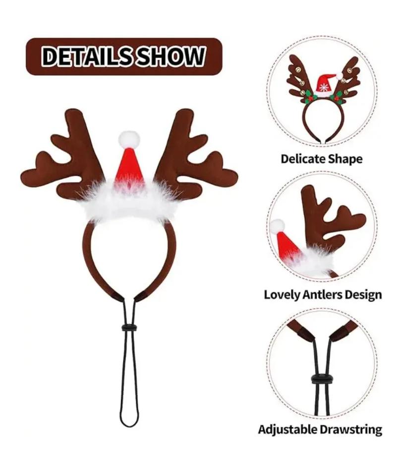 Christmas Decoration Pet Headwear Party Dress Up Antlers Hair Hoops Pet Supplies Christmas Hat Headbands Dog Elk Hair Hoops