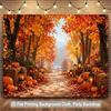 1 Piece of 2D Flat Background Fabric Autumn Orange Leaf Jungle Beautiful Path Background banner.PMJ