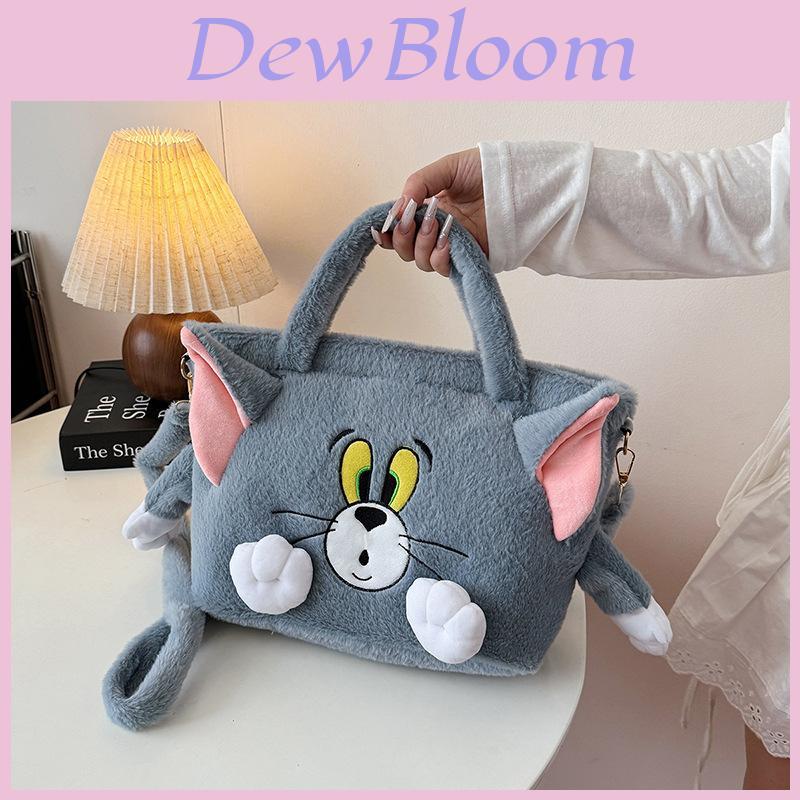 Tom und Jerry Plüsch-Umhängetasche mit Stickerei für den lässigen täglichen Gebrauch