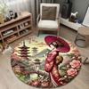 Vintage Round Peacock Multicolor Accent Rug, Non-Slip Floor Mat for Bathroom