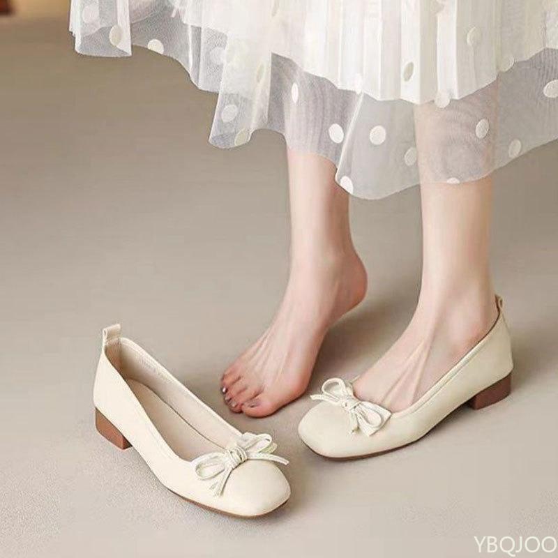 Fashion Summer New Soft Soled Square Heel Women's Shoes Shallow Mouth Comfortable Low Heel Fashionable Versatile Women's Shoes