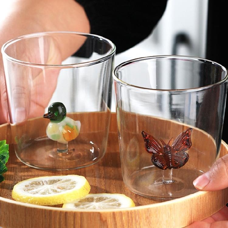 Travel Friendly Cartoon Glasswares Thermal Resistant Glass Cup Heatproof Drinkware For Indoor Outdoors Use