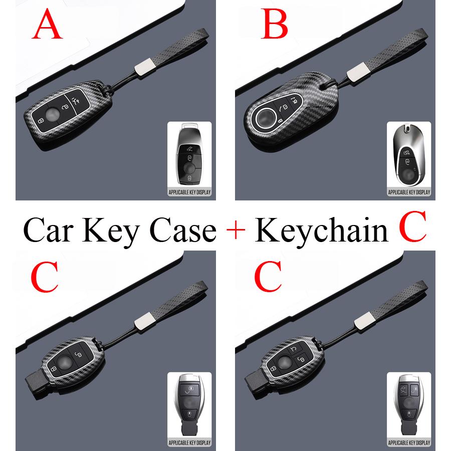 Carbon Style ABS Car Key Case Cover Fob Keychain for Mercedes Benz A B C E Class GLS GLA GLK GLC CLS CLA AMG W204 W205 W212 W176