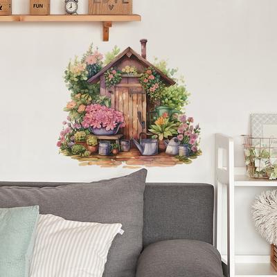Kleines Haus Blumen Grünpflanzen Schlafzimmer Wohnzimmer Türschmuck Schmuck Wandaufkleber