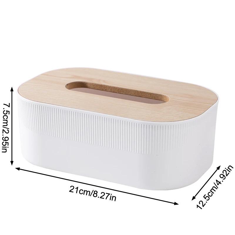 Plastic Tissue Box With Wooden Cover Nordic Simplicity Style Desktop Napkin Box Living Room Bathroom Toilet Square Tissue Box