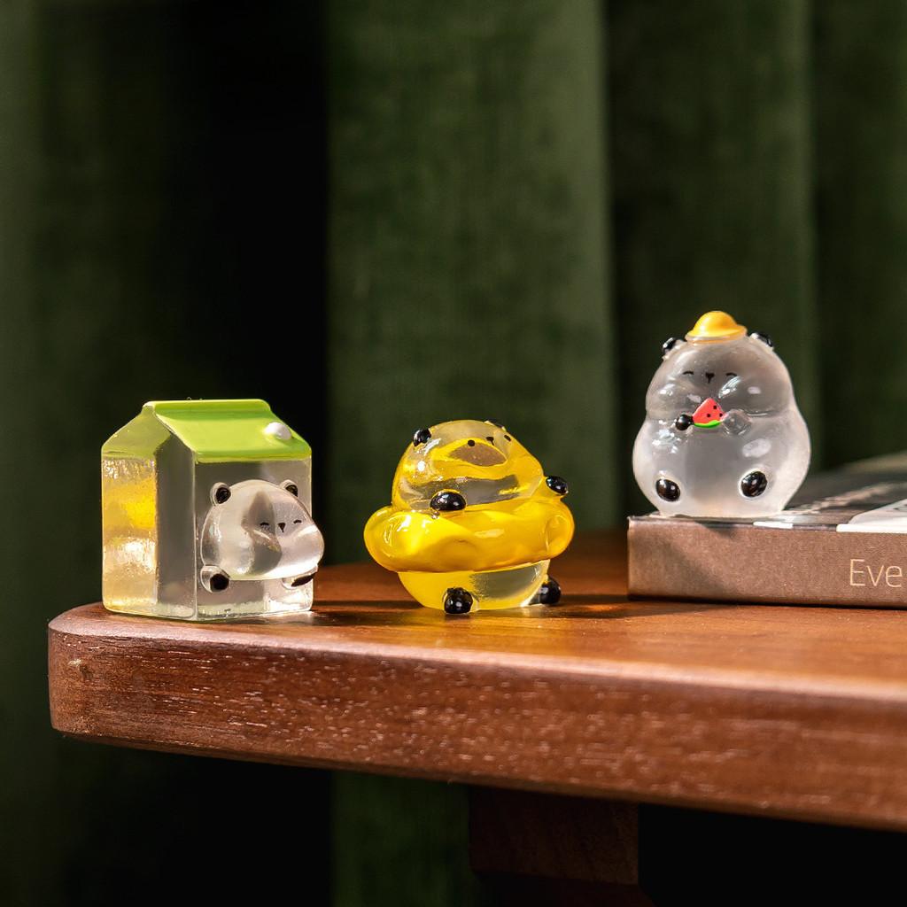 6Pcs/lot Cute Luminous Panda Animal Miniatures Mini Figurine Glow In the Dark Fairy Garden Decoration Micro Landscape