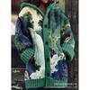 Womens Oversized Hooded Knit Cardigan With 3D Print Button Front Long Sleeve Casual Sweater