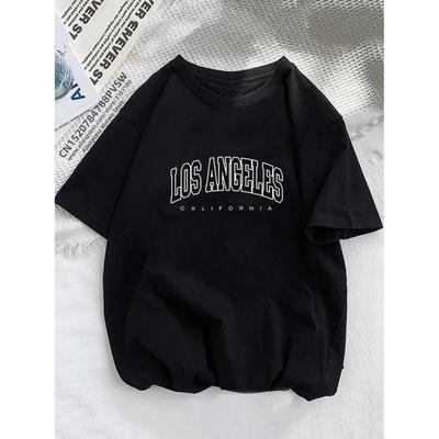 Summer Girls Letter Printing T Shirt Cotton 2024 New Casual Unisex T Shirts Korean Version Simple Women Short-Sleeved Top O-Neck