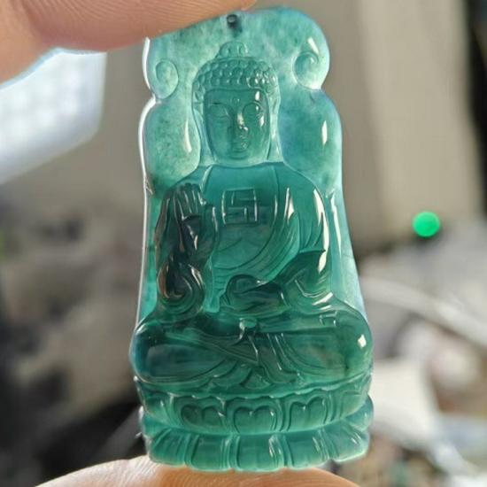 Amitabha Buddha Jadeite Pendant - Unisex Natural Grade A Carving