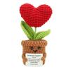 Crochet Potted Plant Doll Cute Positive Knitted Flower Pot Doll for Desktop Ornament Toy Red Heart