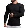 Muscleguys Autumn Running T-shirts Mens Classic Ribbed Knit Jumper Sports Long Sleeved Slim Fit Round Neck Casual Gym Fitness T Shirt