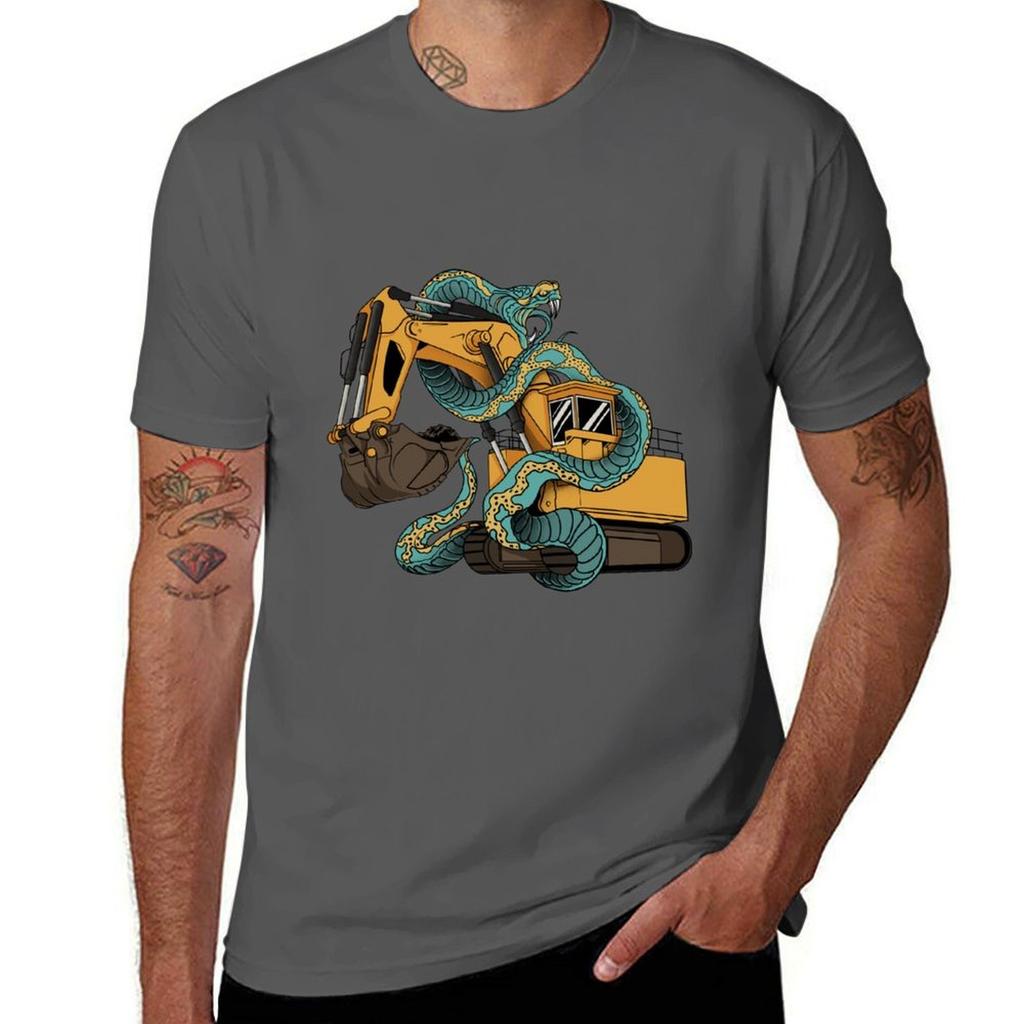Excavator Vs Anaconda TShirt Plus Size Outdoor Casual Top