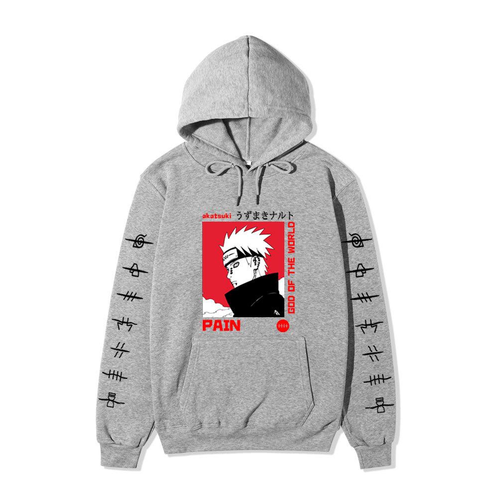 Harajuku Style GOD OF THE WORLD Akatsuki Anime Print Hoodie Men Women Loose Long Sleeve Hooded Pullover Casual Street Fashion Sweatshirt