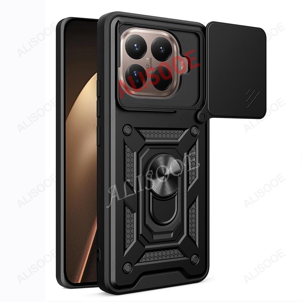 Schiebe-Kameraobjektivabdeckung für Xiaomi 15T Pro Hülle für Xiaomi Mi 15T Ring-Ständerhalter Vollschutz Handy Capa Funda