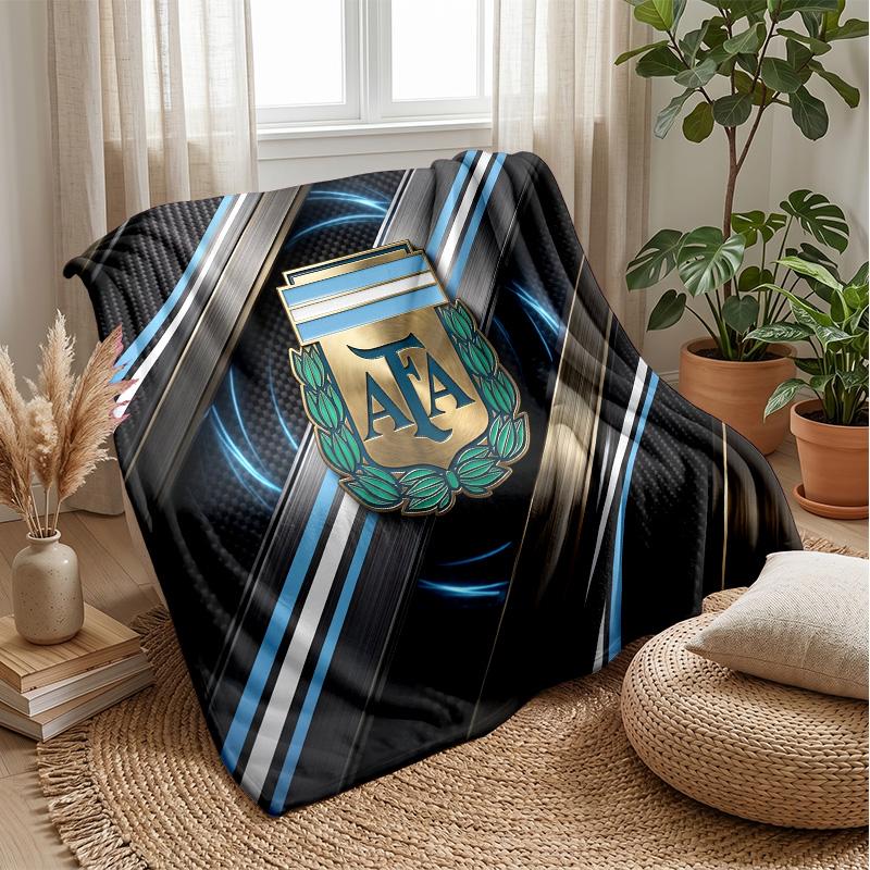 Argentina Football Printed Flannel Blanket Skin Friendly Warm Decorative Throw for Indoor Couch Bed Daily Use
