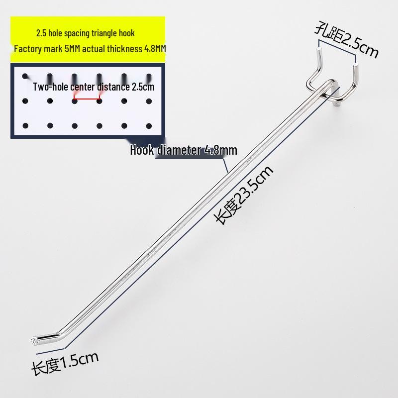 Lochwand und Schmuck Doppelzinkenhaken, Dreifuß, Supermarktregal und gerade Haken