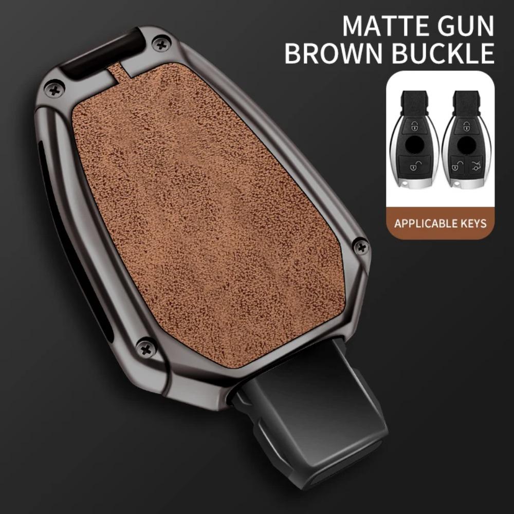 Leather Car Metal Key Case Cover Shell for Mercedes Benz A B C E Class GLS GLA GLK GLC CLS CLA AMG W204 W205 W212 W463 W176