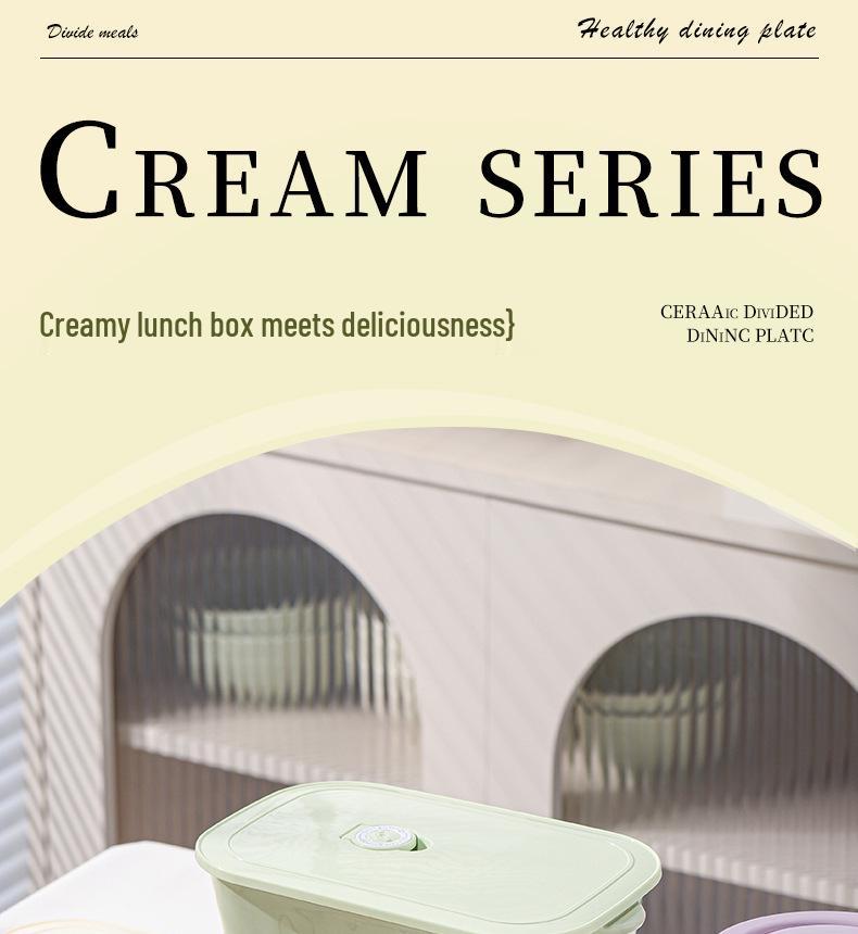 Ceramic Divided Lunch Box with Lid – Microwave Safe Bento Box for Students and Office Workers