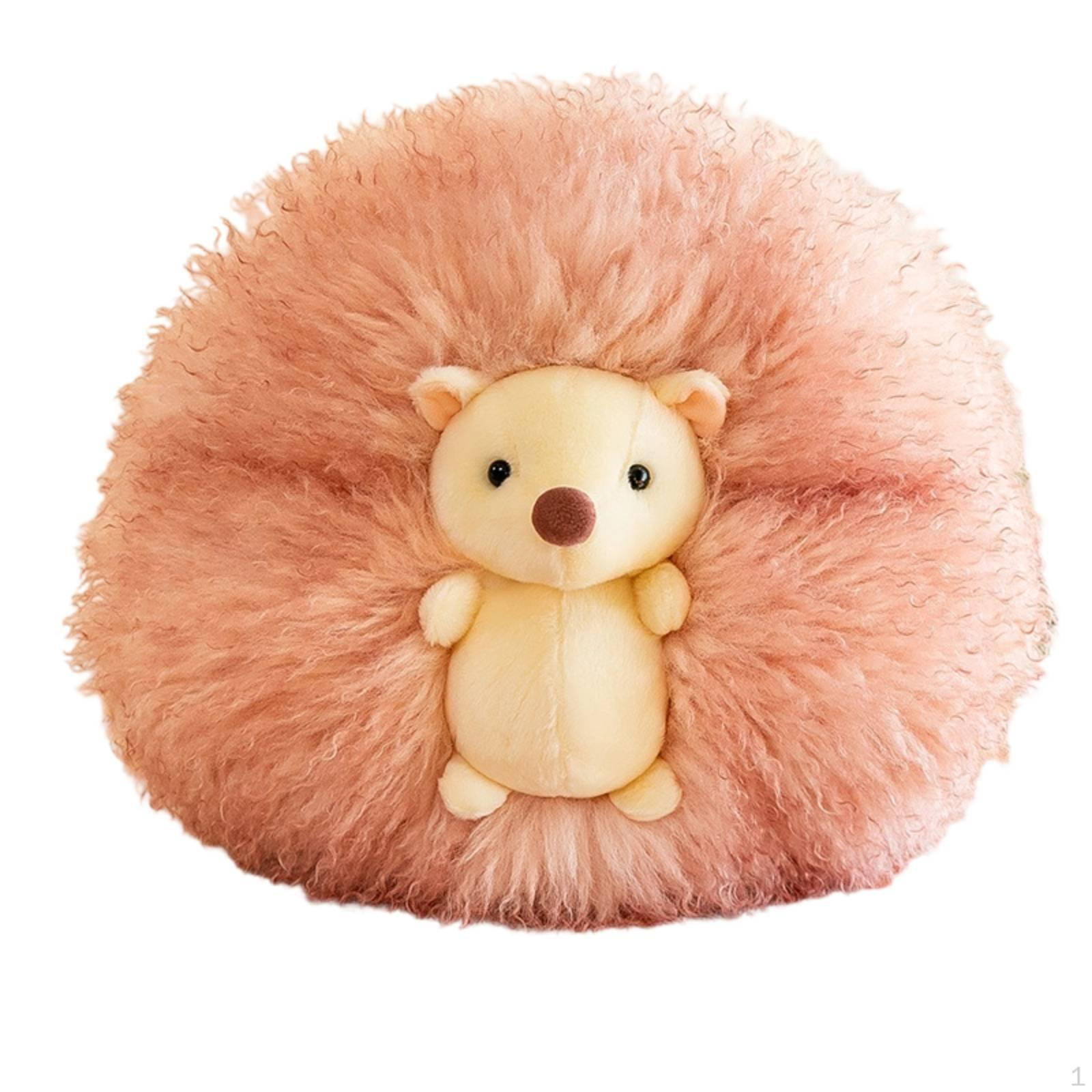 Hedgehog Cushiony Cushion Soft Stuffed Pillow Embroidered Face Round Sofa