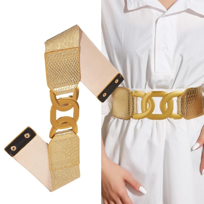 Girls Trendy Waist Belt PU Waistband Costume Underbust Wide Waist Body Jewelry for Party Jeans Belt Dress Chain