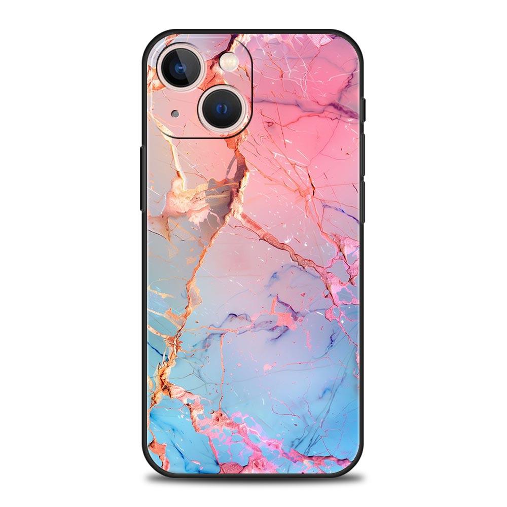 Marble Phone Case For iPhone 17 16 15 Pro Max 11 12 13 14 7 8 Plus SE 2020 X XR XS Cover Soft Black