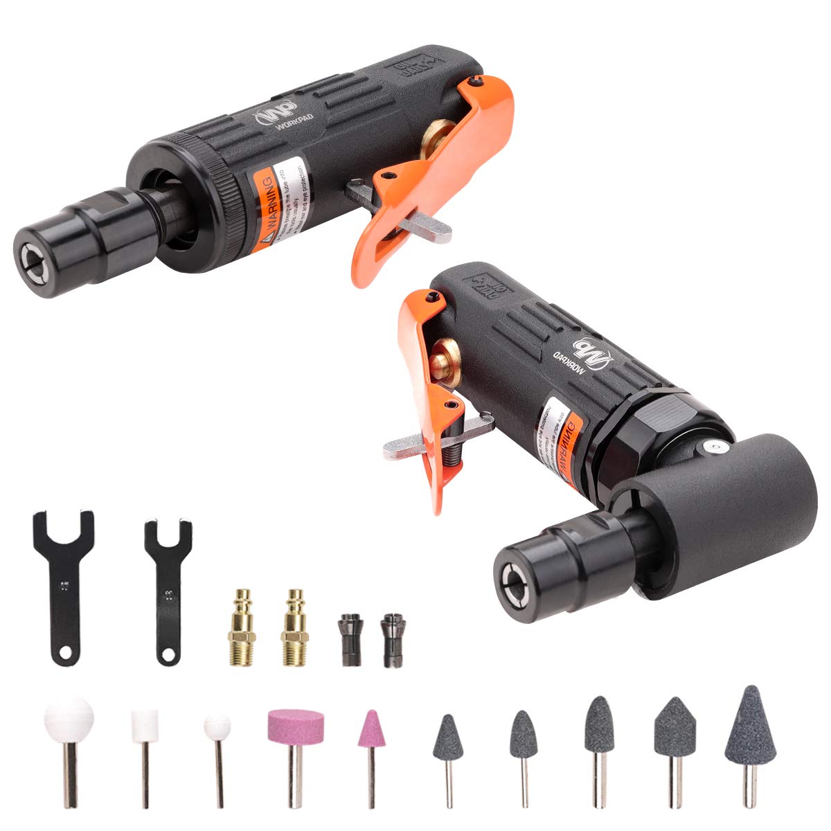 

WP WORKPAD Air Grinder Set: Air Angle Grinder/Air Rotary Tool, 1/4 with 10 Grinding Wheels, for Metal Polishing, Grinding, Deburring, etc.