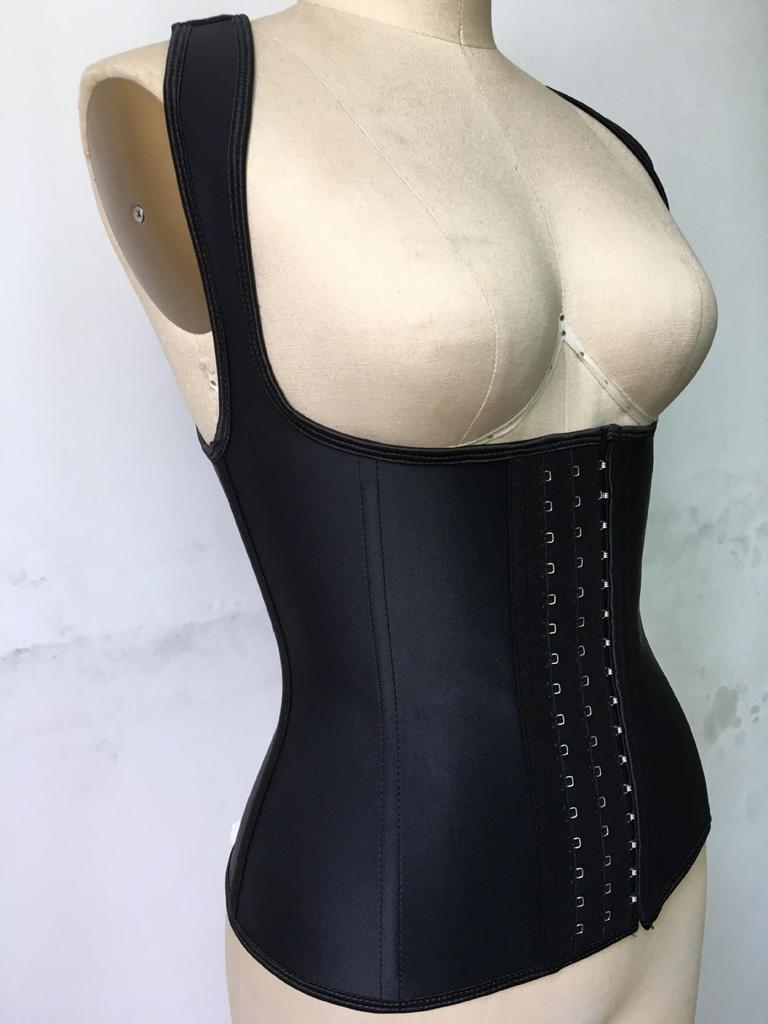 9 Steel Bones Wide Shoulder Latex Corset Body Shaper Vest