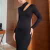 2025 Cross-border European and American Autumn New Sexy Hollow Bottoming Shirt Waist Tight Hip Skirt Women's Slim Fit