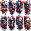 1 Sheet 3D Skull With Rose Flowers Temporary Tattoos For Women Adults Halloween Long Lasting Waterproof Temp Fake Tattoo Sticker
