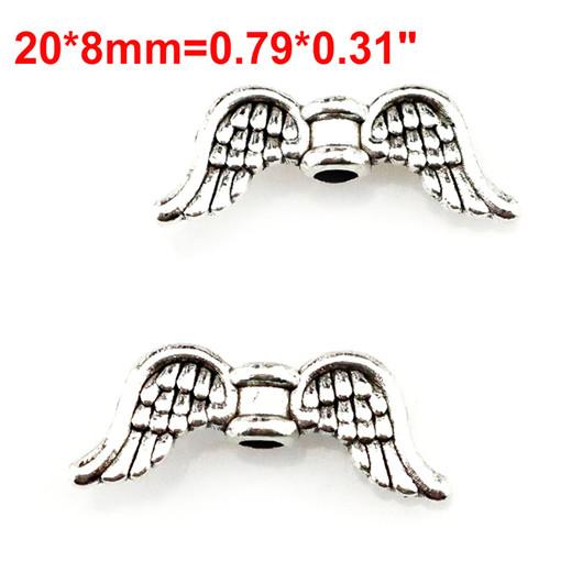 10PCS Vintage Antique Silver Color Alloy Angel Feather Wing Pendant For DIY Jewelry Making