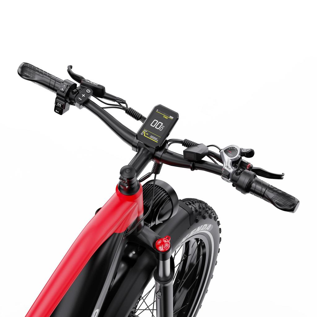 DUOTTS F26 Lite 48V 500W Electric Bike for Adults, 26"x4.0" Fat Tire E-Bike, 45-90km Range, Shimano 7-Speed, Black Red/Silver White