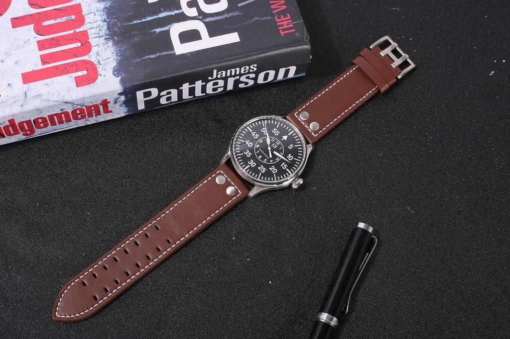 HAMAYOTA Automatic Military Watch with Japanese Watch Men's Movement, Pilot's (Black)