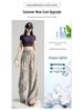 Women's Floral Wide-Leg Pants - Ice Silk, Cotton, Linen, Slimming, Casual Fit for Summer 2026