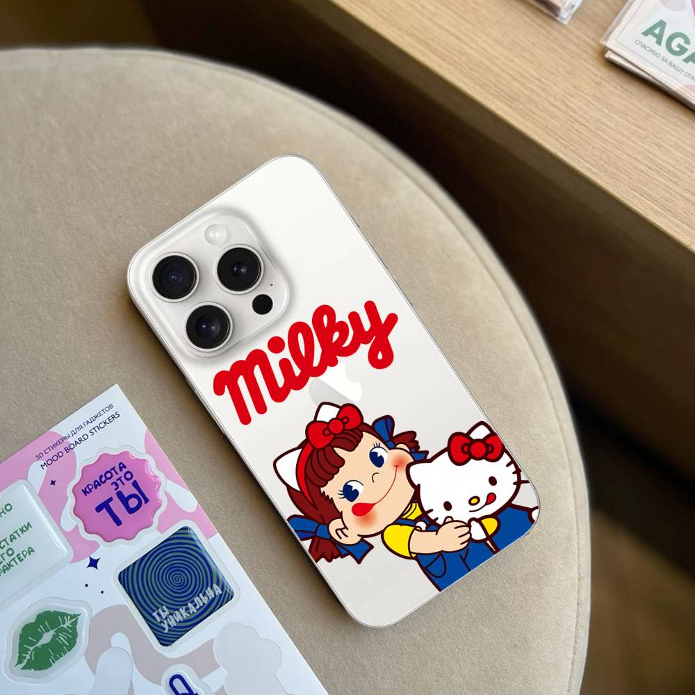 Fujiya Milky Peko Chan Phone Case For IPhone 17 16 15 11 14 12 13 16 Pro Max X XR XS Max Plus Clear Soft Cover