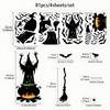 Riesen Halloween Fensteraufkleber Statische Aufkleber | Gruselige Hexen-Silhouette mit Katze & Fledermaus | Mehrraumdeko 4er-Pack für Zuhause Schule