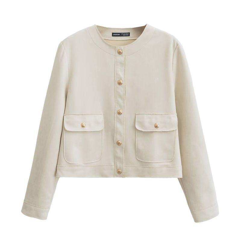 Kaslead New Arrival Women's Clothing Fashion Style Fashion Suede Texture Long Sleeves Short Jacket 4968200