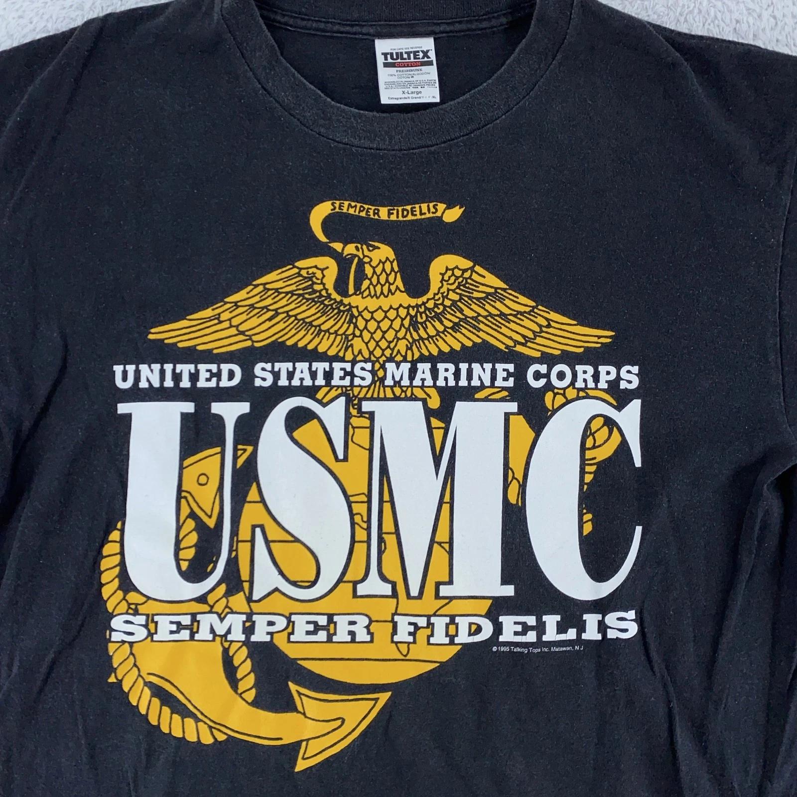 Vintage USMC Shirt Large Semper Fi United States Marine Corps Eagle 90s Tee S